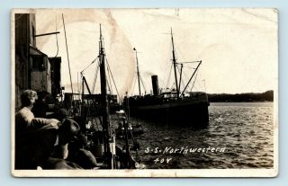 Ketchikan,  Ak - 1900s Candid Ss Northwester Steamship & Crowded Dock - Rppc