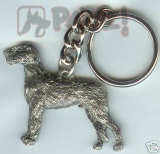 Irish Wolfhound Wolf Hound Dog Fine Pewter Keychain Key Chain Ring