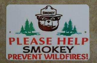 Smokey Bear Metal Sign 8x12 U.  S.  Forest Service Please Help Prevent Wildfires