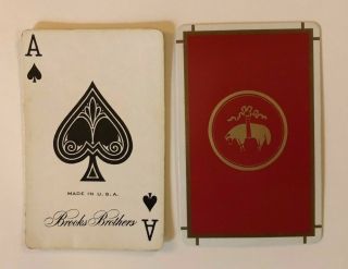 2 Vintage Playing Cards Lamb Cameo Brooks Bros Ace Of Spades & Joker