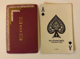 2 Vintage Playing Cards Deco Monogram Design Uspcc Ace Of Spades & Joker