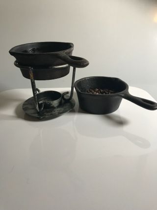 Cast Iron Miniature Pan Set Of 2.  Use For Oil / Tea Lights