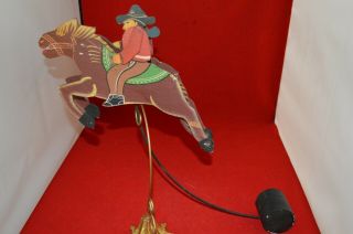 Vintage Hand Painted Cowboy On Horse Balance Pendulum - Folk Art