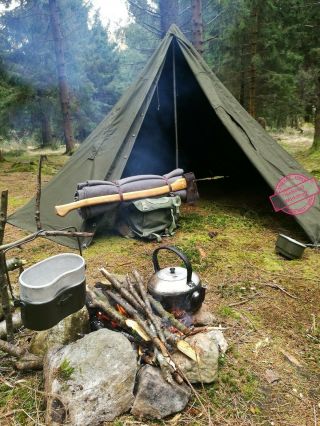 Polish Army Poncho Canvas Lavvu Tent Tag Vintage Bushcraft Camping
