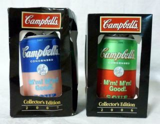 Andy Worhol Era Campbell’s Soup Can Christmas Ornaments Set 2 Mib