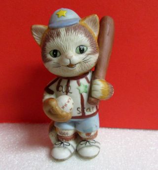 Bronson Baseball Player Cat Kitty Kitten Porcelain Figurine