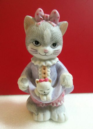 Bronson Shy Shannon Cat Kitty Holding Kitten Porcelain Figurine