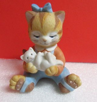 Bronson Holding Kitten Cat Kitty Porcelain Figurine