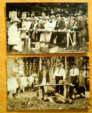 2 Rppc Postcards Boothbay Harbor Yacht Club Clambake Maine Captains Me 1910 1911
