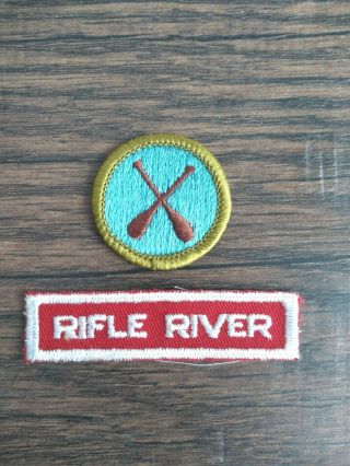 Detroit Area Council Rifle River Segment Patch And Canoeing Merit Badge Bsa Dac
