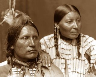 American Horse & Wife 1898 Sioux Native American Sepia Photo