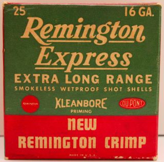 Vintage Remington Extra Long Range 16 Gauge Shotgun Shell Empty Box