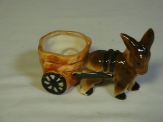 Cute Pottery Vintage Donkey W/ Cart