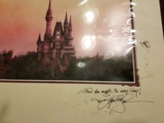 Disney Signed Kevin John Print Cinderella Castle Sunset.  Packaging