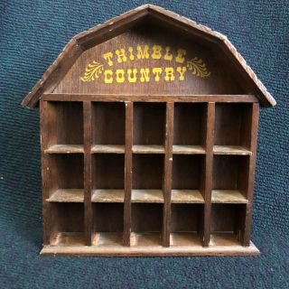 Vintage Wooden Wall Shelf 15 Thimble Country Display