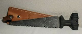 Vintage Buck Bone/wood Hand Saw Leather Sheath Hunting Bushcraft Rare