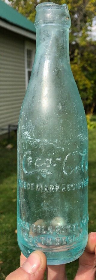 Straight Sided Coke Cola South Bend Indiana Early 1900s Blown Crown Top Bottle