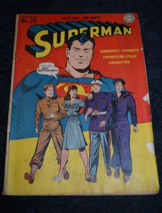 Superman 29 Golden Age Comic 1944 Ungraded And Unrestored