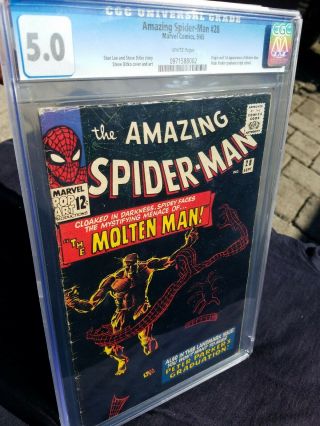 Spider - Man 28 Cgc 5.  0 (sep 1964) 1st App Of The Molten Man,  Key Book