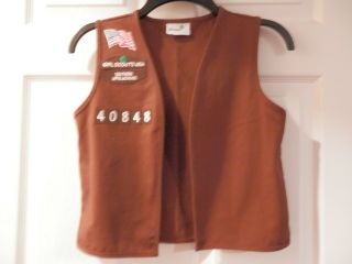 Girl Scout Brownie Vest Sz S Sewn On Patches Southern Appalachians