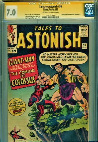 Tales To Astonish 58 Cgc 7.  0 Ss Signed By Stan Lee - Captain America Appearance