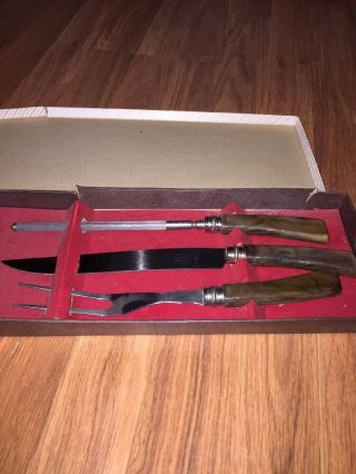 Vintage Regal Crest Sheffield Stainless Cymac Three Piece Carving Set