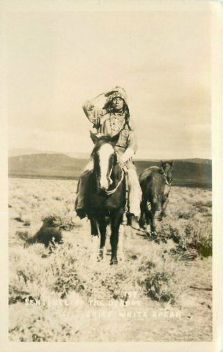 1940s Lovelock Nevada Chief White Spear Native American Indian Rppc Postcard