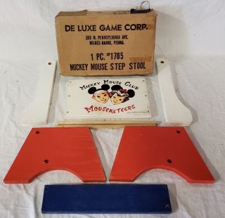 Vintage Mickey Mouse Club Mouseketeers Childs Chair Step Stool W/ Box