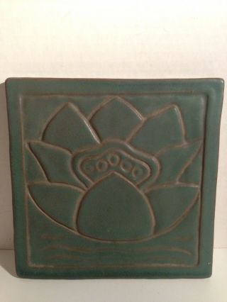 Pewabic Pottery Water Lilly/ Art Tile/green Glazed/collectabe - Vintage - Primitive