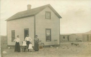 1910 Fort Benton Montana Family Bicycle Pioneer Rural Life Rppc Photo Postcard