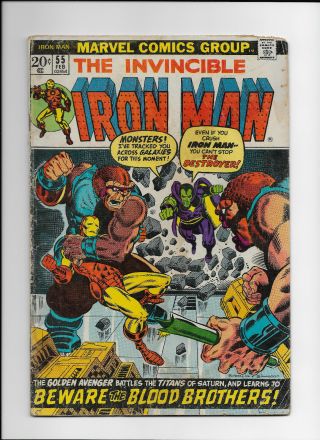 Iron Man 55 First Thanos And Drax (feb 1973,  Marvel) Poor