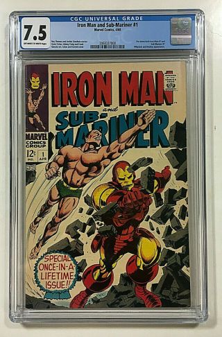 Iron Man And Sub - Mariner 1 Cgc 7.  5 Marvel 1968 Pre - Dates Im And Sm 1s