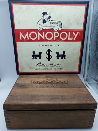 Monopoly Vintage Edition From Restoration Hardware Wooden Game Board - Rare