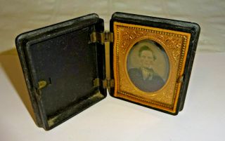 Antique Daguerreotype Of A Man With Folding Case