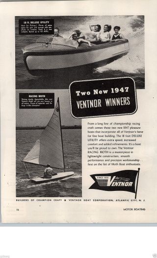 1947 Paper Ad Garwood Gar Wood Ventnor Deluxe Utility Motor Boat Motorboat