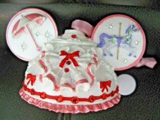 Disney Parks Mary Poppins Hat/ear Ornament Pink And White Nwt