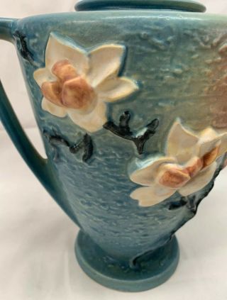 Vintage Roseville Pottery MAGNOLIA Vase 94 - 9 Blue Handles 8.  5 