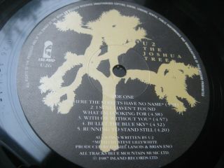 U2 Joshua Tree LP UK 1st Press Audio [Ex,  /Ex,  ] 2