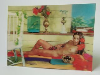 Vintage Pin Up Asian Girl Nude 3 - D Color Postcard Japan Toppan ?