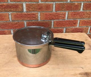 Vintage Revere Ware 4 Quart Stainless Steel And Copper Pressure Cooker With Rack
