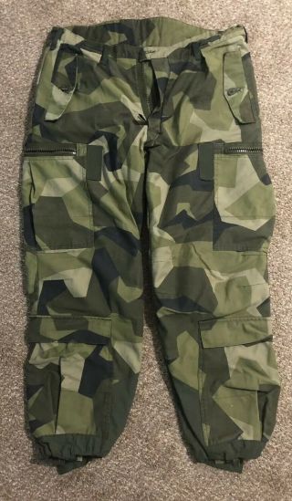 Swedish Army M90 Camouflage Tanker Pants Size 170/85 Medium - S Missing Button