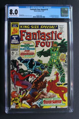 Fantastic Four Annual 5 1st Psycho - Man Solo Silver Surfer 1967 Inhumans Cgc 8.  0