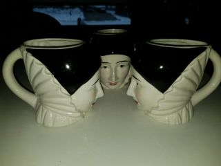 3 Vtg Taste Setter Sigma Pierrot Ceramic Mime Clown Cup Mug Pottery Porcelain