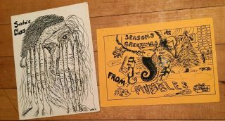 John Eberly Aka Mumbles Mail Art Usa 1986 1988 2 Postcards