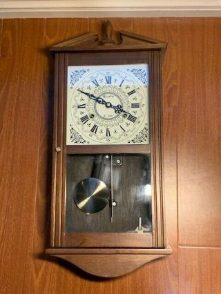 Vintage Montgomery Ward & Co.  31 Day Wall Clock With Key And Pendulum