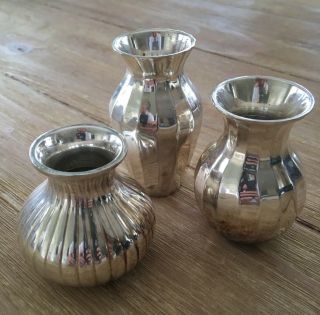 Restoration Hardware Set Of 3 Little Silver Vases - Silver Plate Mini Bud Vases