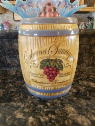 Ceramic Cookie Jar Tuscan Grapes Wine Decor Gorgeous