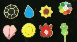 Pokemon Kanto League Gym Badges Set Of 8 Metal Pins Gen Box