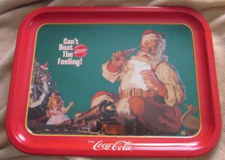 Vintage Coca - Cola Coke Holiday Tin Tray Decor Can 