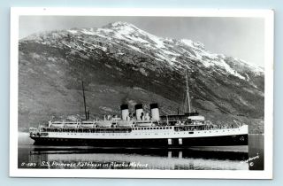 Steamship Ss Princess Kathleen In Alaska Waters - C1940s Steamer Photo Rppc